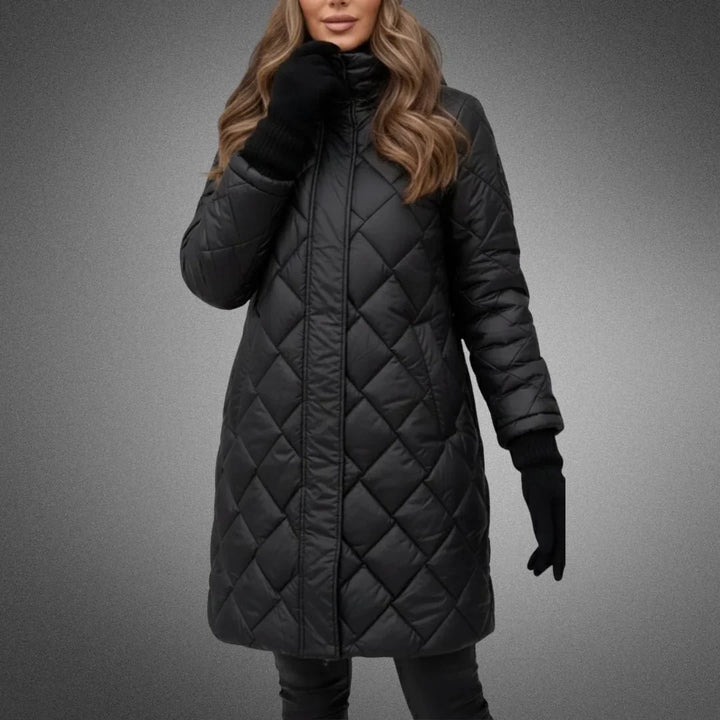 Ann | Sophisticated Diamond Quilted Longline Puffer Jacket
