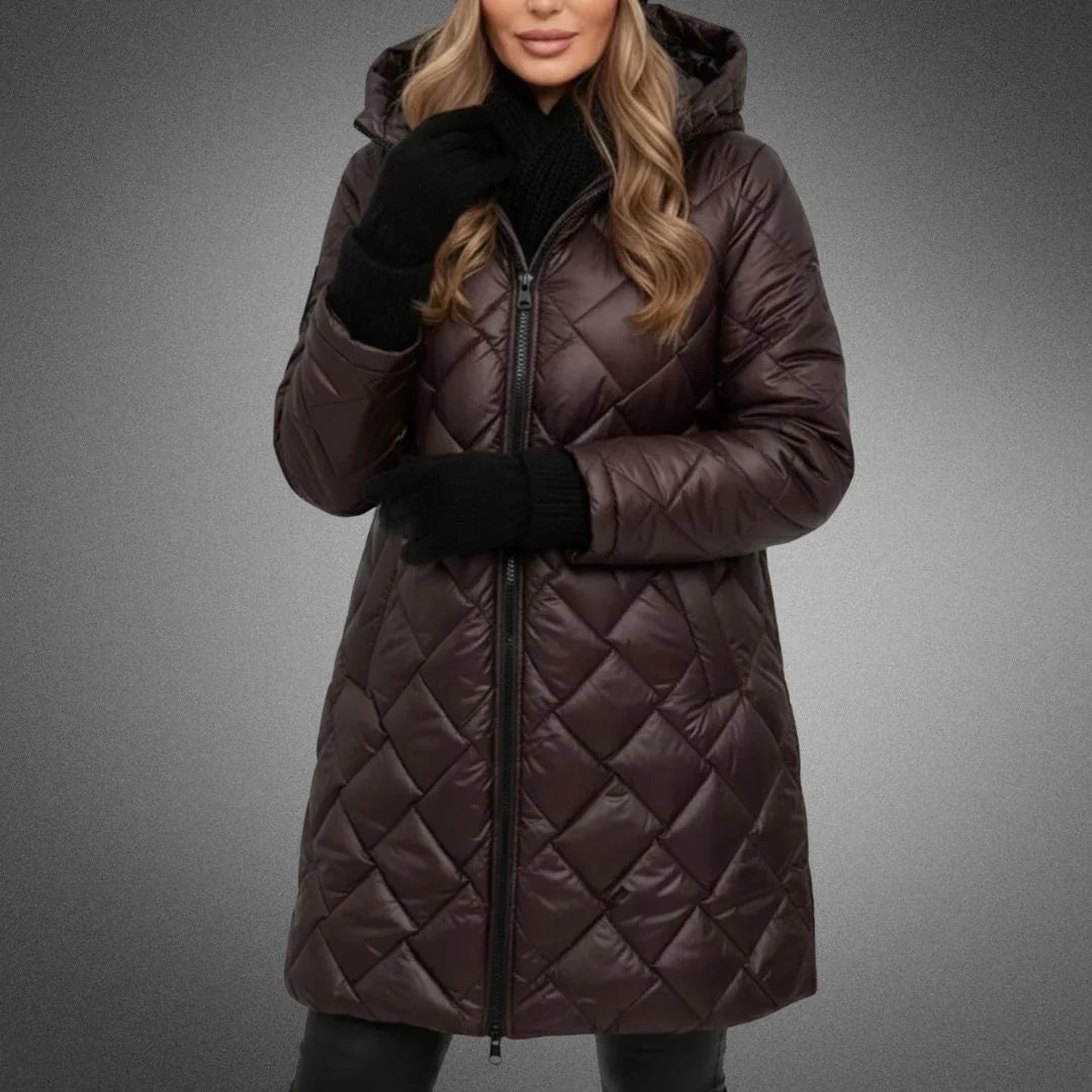 Ann | Sophisticated Diamond Quilted Longline Puffer Jacket