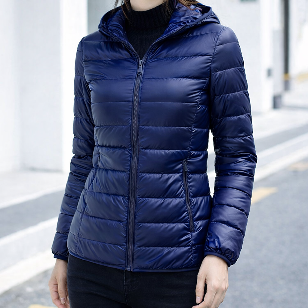 Anna | Polished Hooded Puffer Jacket with Zip Front
