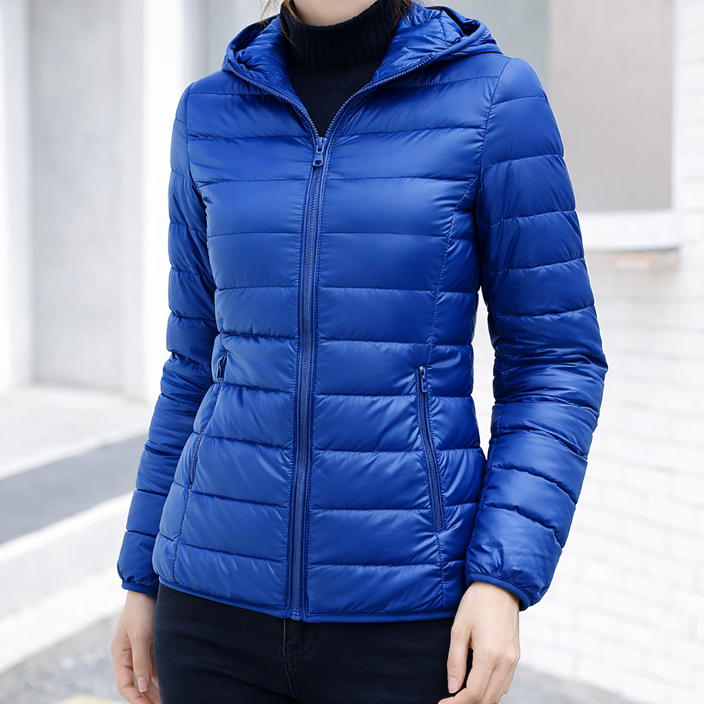 Anna | Polished Hooded Puffer Jacket with Zip Front
