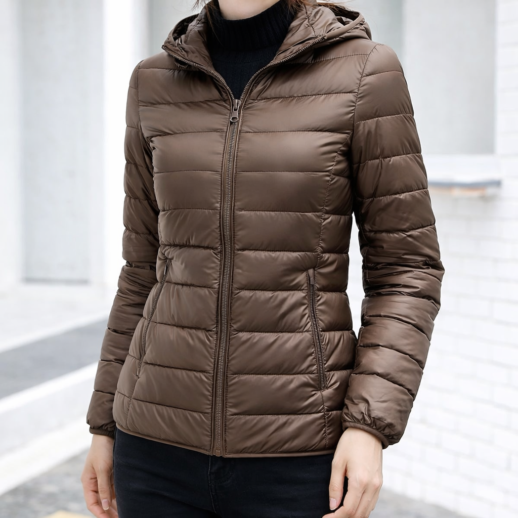 Anna | Polished Hooded Puffer Jacket with Zip Front