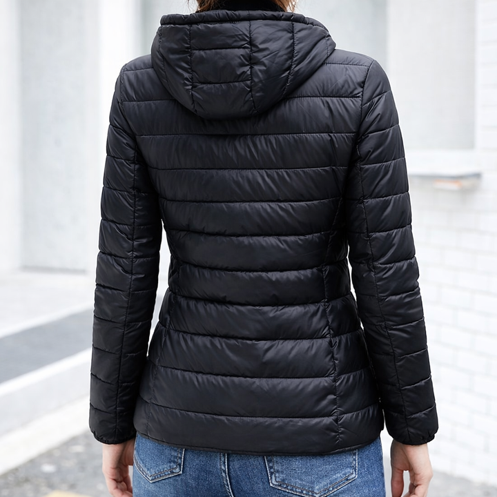 Anna | Polished Hooded Puffer Jacket with Zip Front