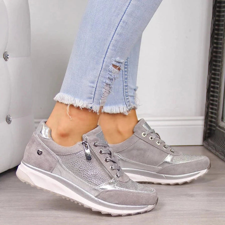 Anna | Side Zip Lace Up Supportive Walking Shoes
