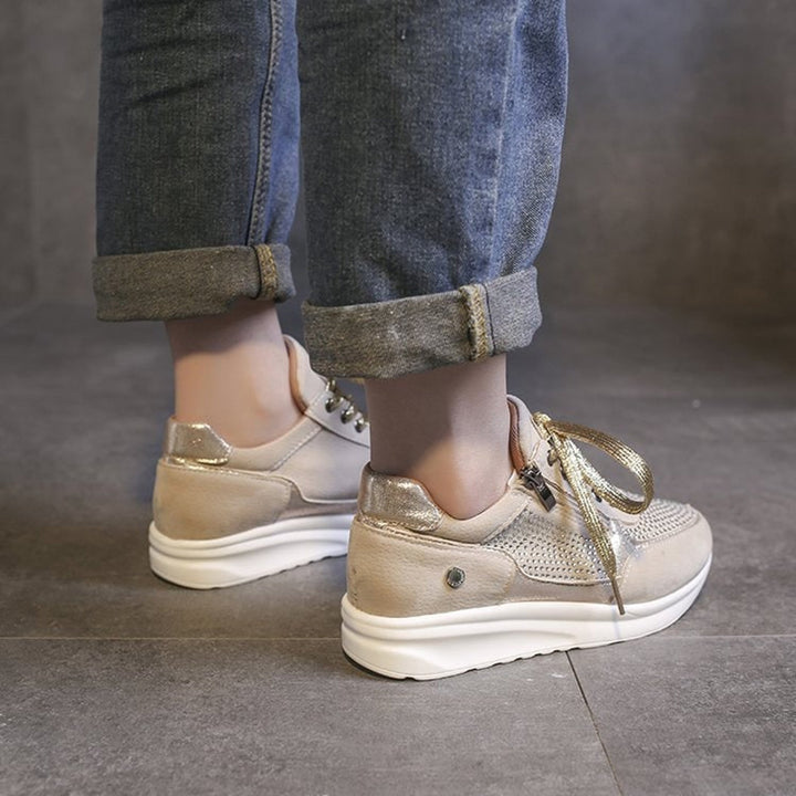Anna | Side Zip Lace Up Supportive Walking Shoes
