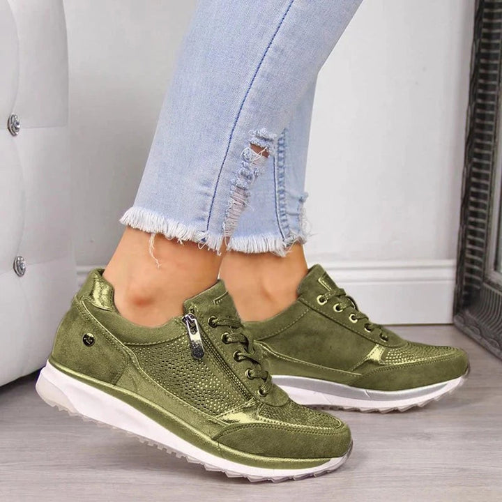 Anna | Side Zip Lace Up Supportive Walking Shoes