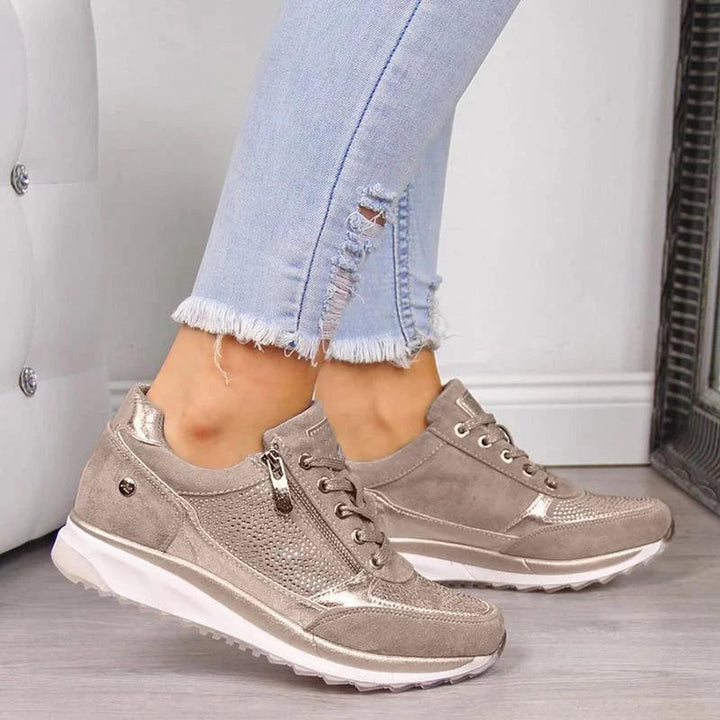 Anna | Side Zip Lace Up Supportive Walking Shoes