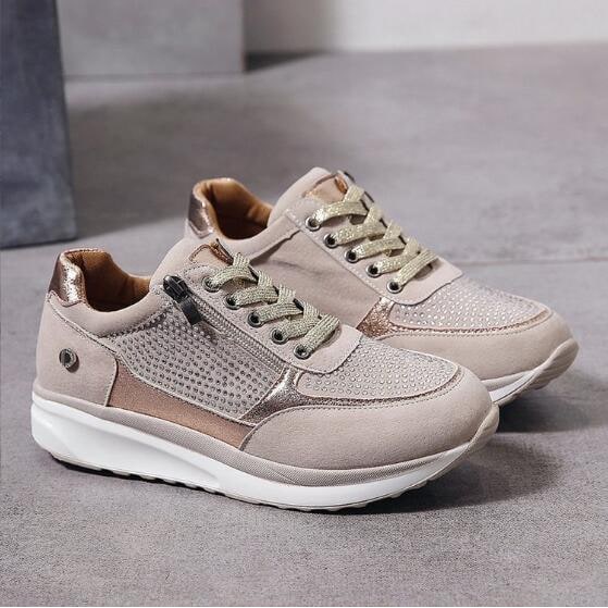 Anna | Side Zip Lace Up Supportive Walking Shoes