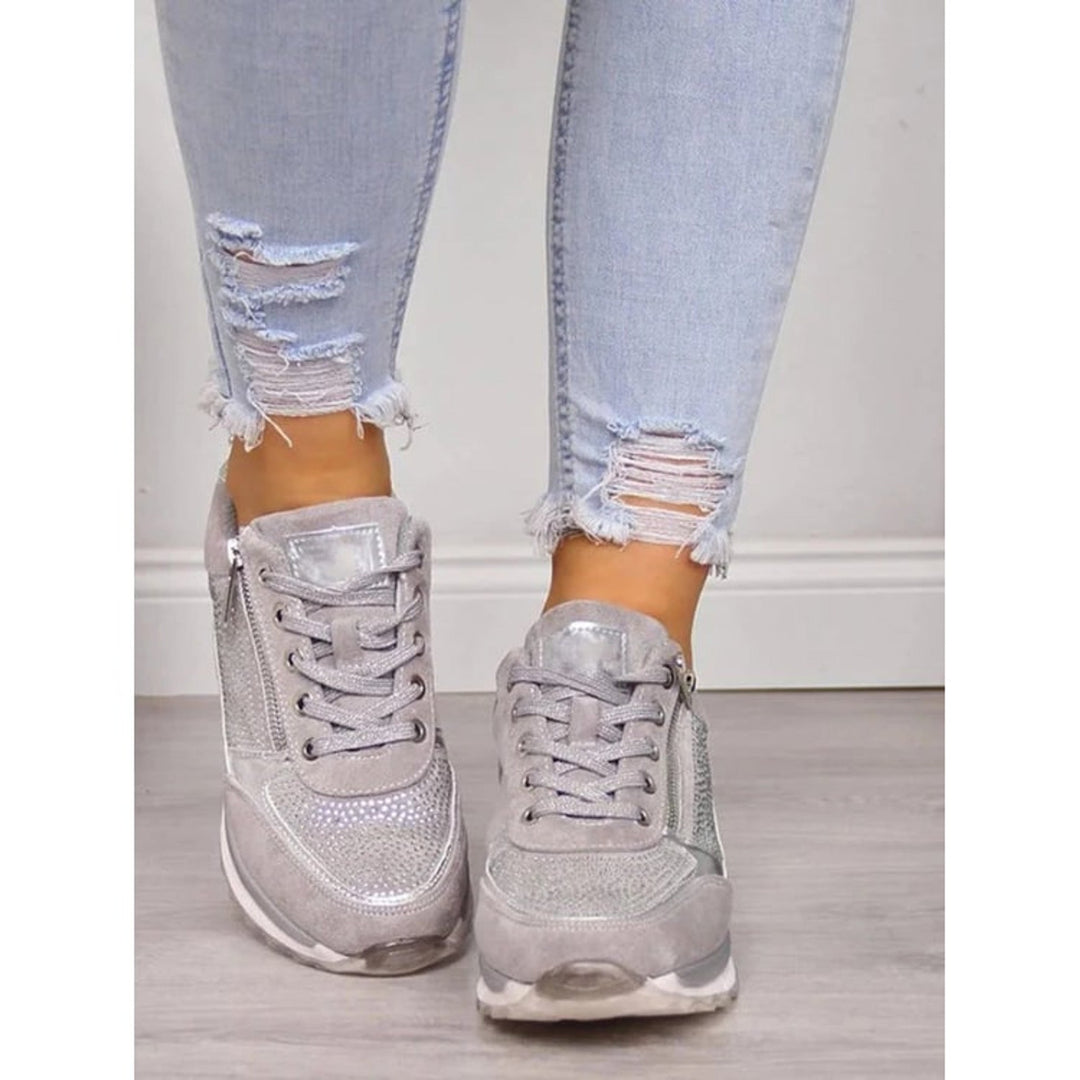 Anna | Side Zip Lace Up Supportive Walking Shoes