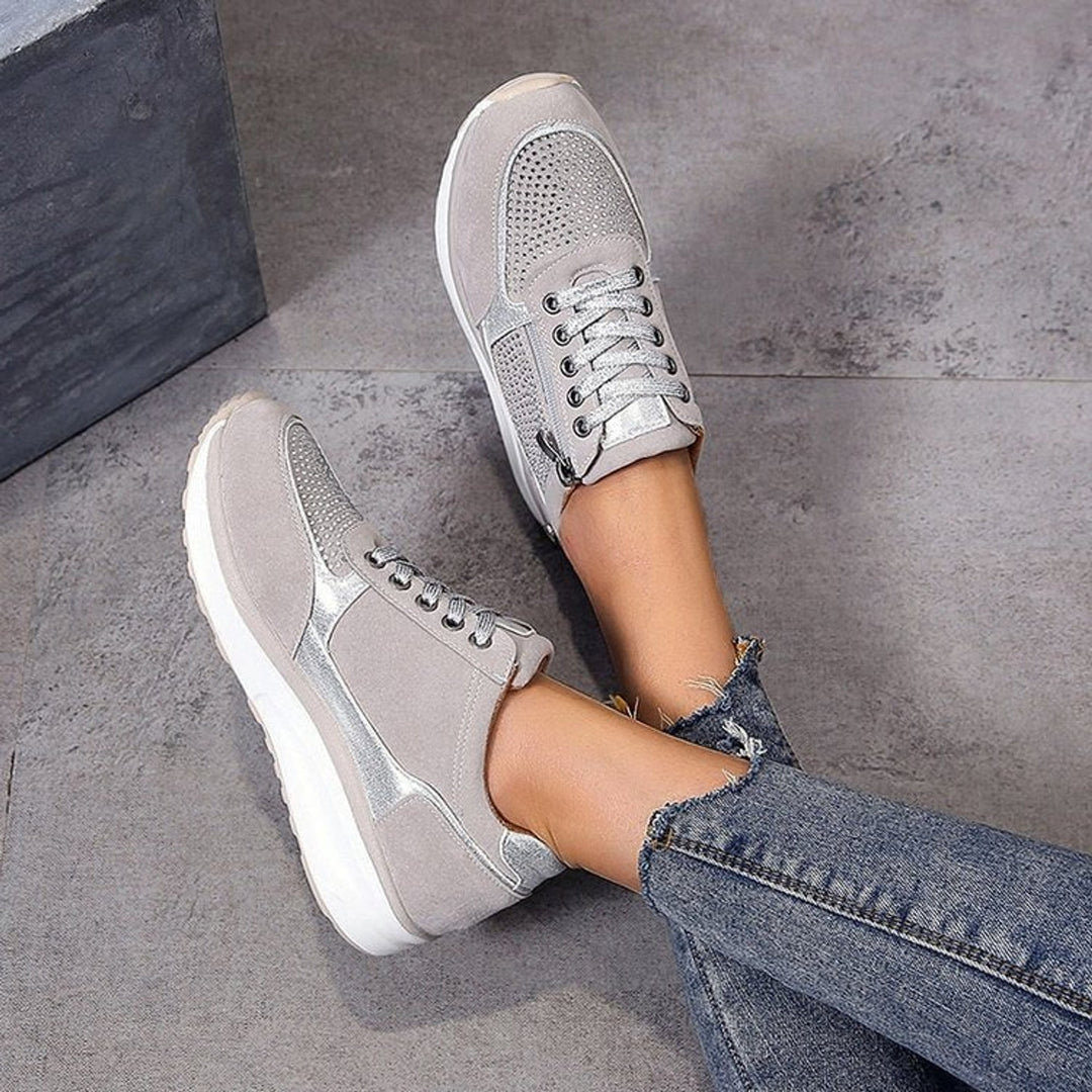 Anna | Side Zip Lace Up Supportive Walking Shoes