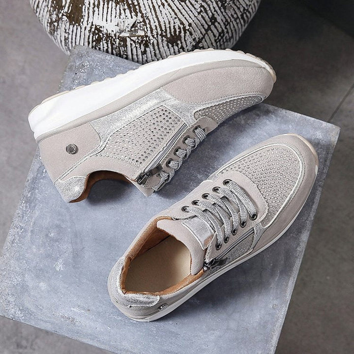 Anna | Side Zip Lace Up Supportive Walking Shoes