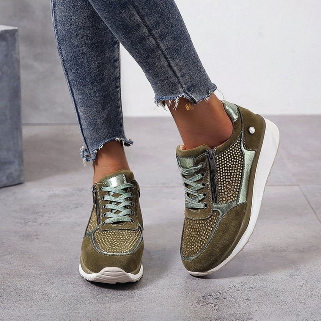 Anna | Side Zip Lace Up Supportive Walking Shoes