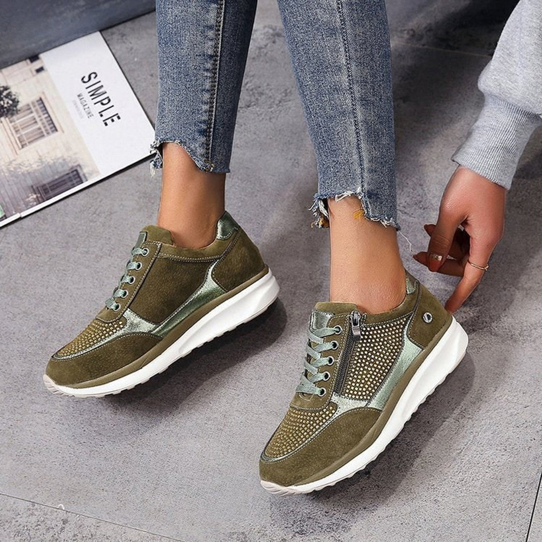Anna | Side Zip Lace Up Supportive Walking Shoes