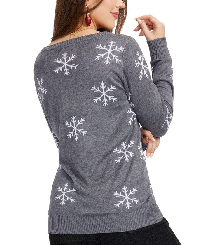 Ashley | Crewneck Sequin Snowman Christmas Sweater Women