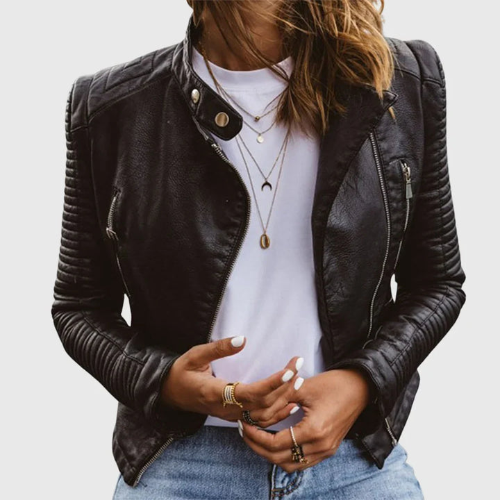 Ava | Cozy Quilted Moto Leather Bomber Jacket