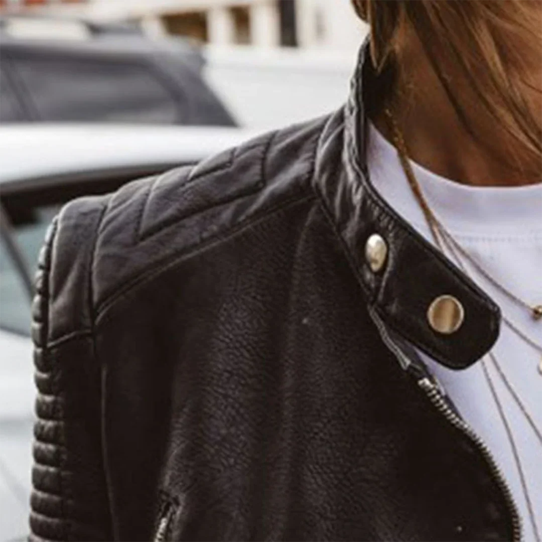 Ava | Cozy Quilted Moto Leather Bomber Jacket