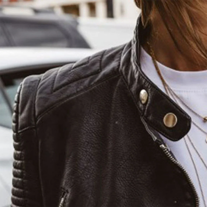 Ava | Cozy Quilted Moto Leather Bomber Jacket