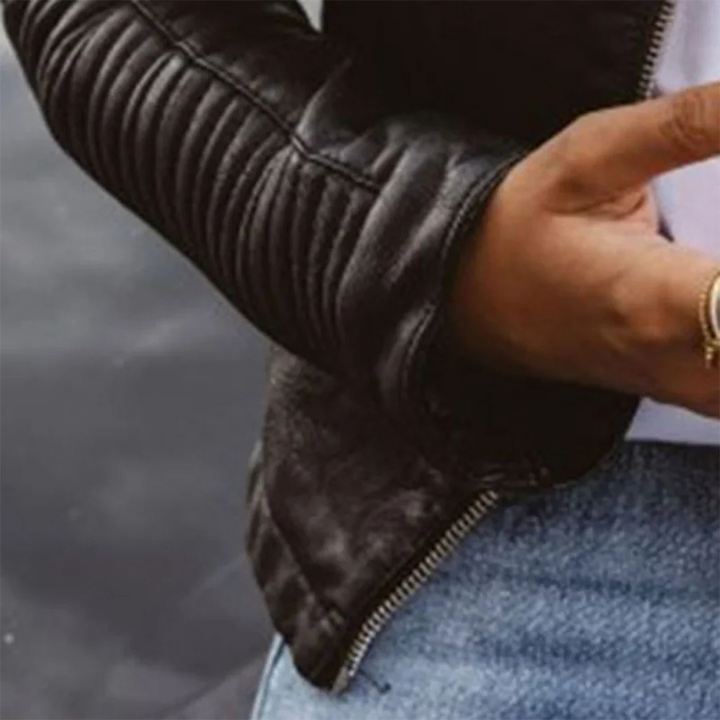 Ava | Cozy Quilted Moto Leather Bomber Jacket