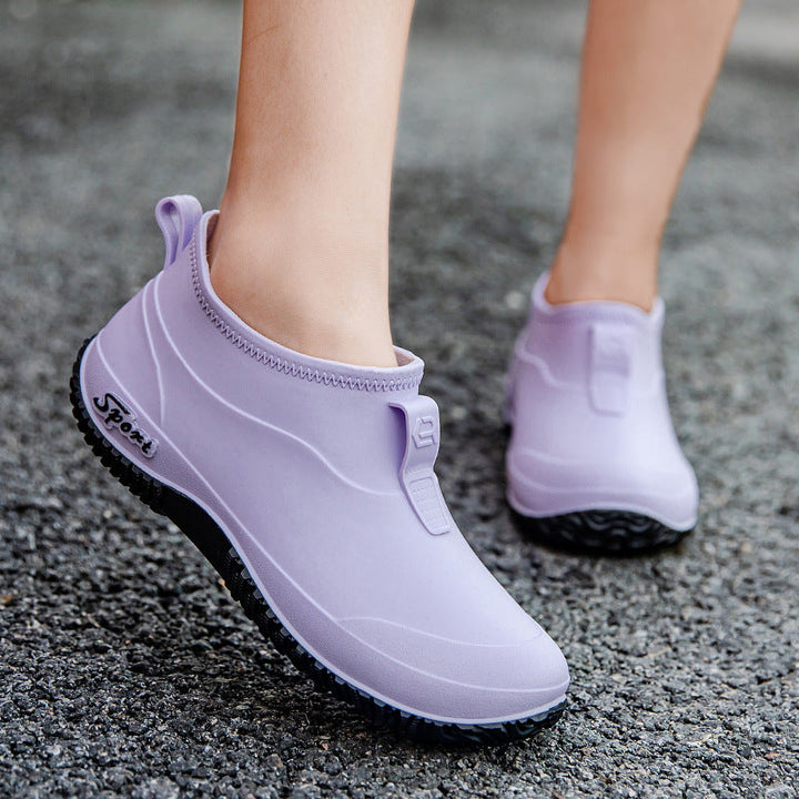 Ava | Cozy Waterproof Slip-On Rain Boots with Ridged Ankle Design