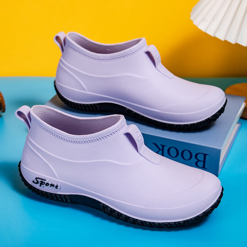 Ava | Cozy Waterproof Slip-On Rain Boots with Ridged Ankle Design