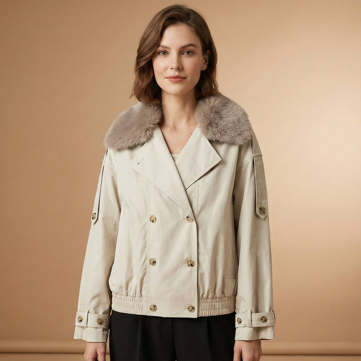 Barbara | Polished Cropped Double-Breasted Fur Coat