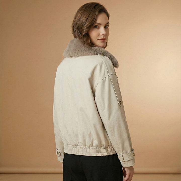 Barbara | Polished Cropped Double-Breasted Fur Coat