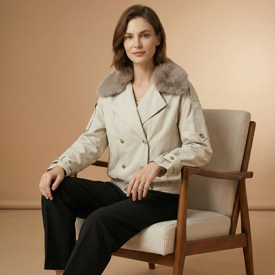 Barbara | Polished Cropped Double-Breasted Fur Coat