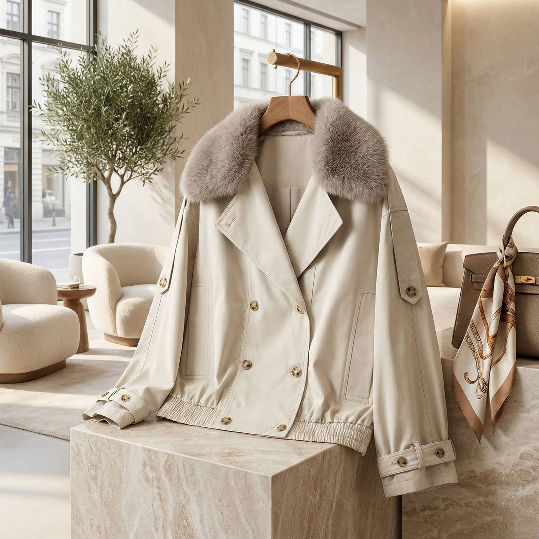 Barbara | Polished Cropped Double-Breasted Fur Coat