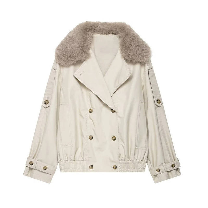 Barbara | Polished Cropped Double-Breasted Fur Coat