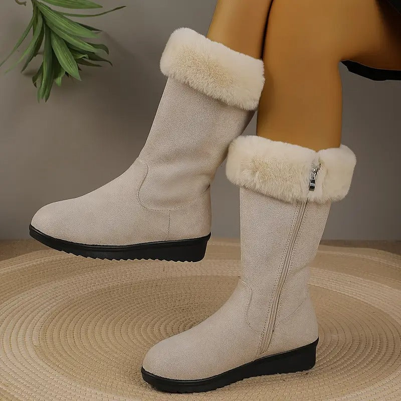 Barbara | Timeless Faux Fur Trim Knee High Boots