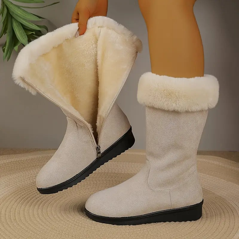 Barbara | Timeless Faux Fur Trim Knee High Boots