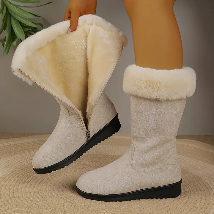 Barbara | Timeless Faux Fur Trim Knee High Boots