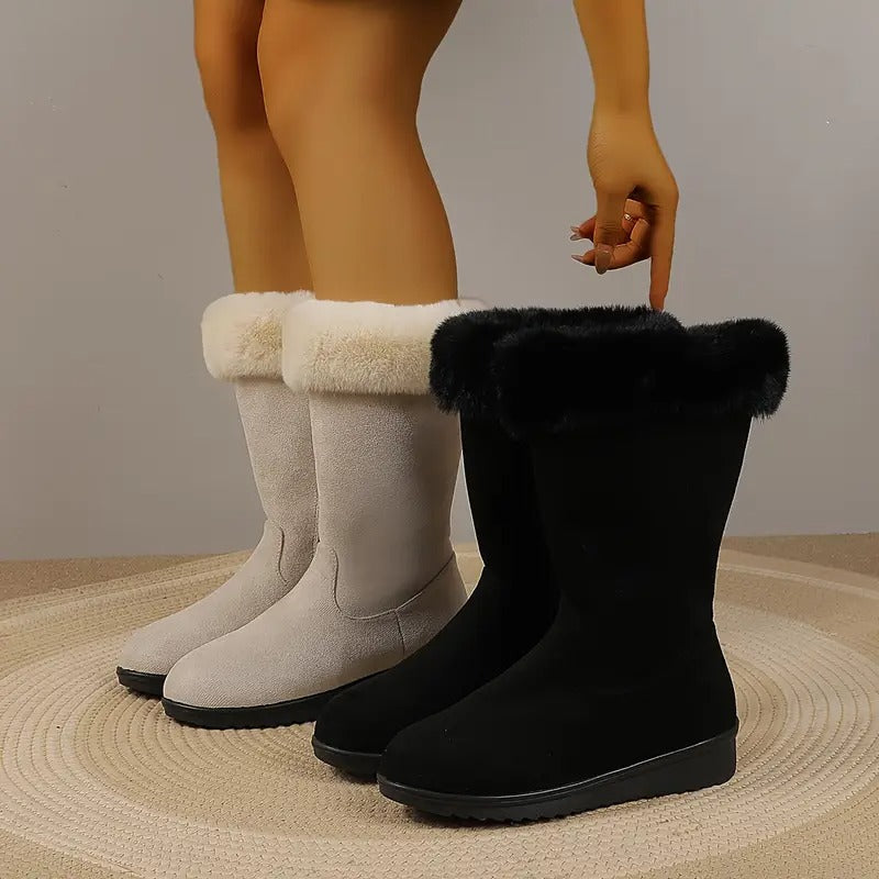 Barbara | Timeless Faux Fur Trim Knee High Boots