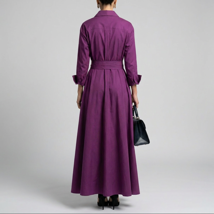 Barbara | Timeless Long Sleeve Tie Waist Maxi Shirt Dress