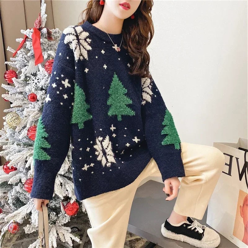 Beverly | Chic Snowflake Christmas Tree Sweater Women