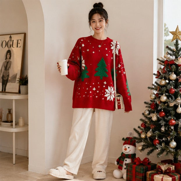 Beverly | Chic Snowflake Christmas Tree Sweater Women