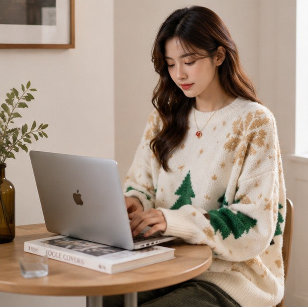 Beverly | Chic Snowflake Christmas Tree Sweater Women