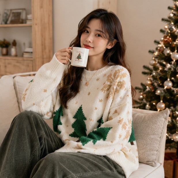Beverly | Chic Snowflake Christmas Tree Sweater Women