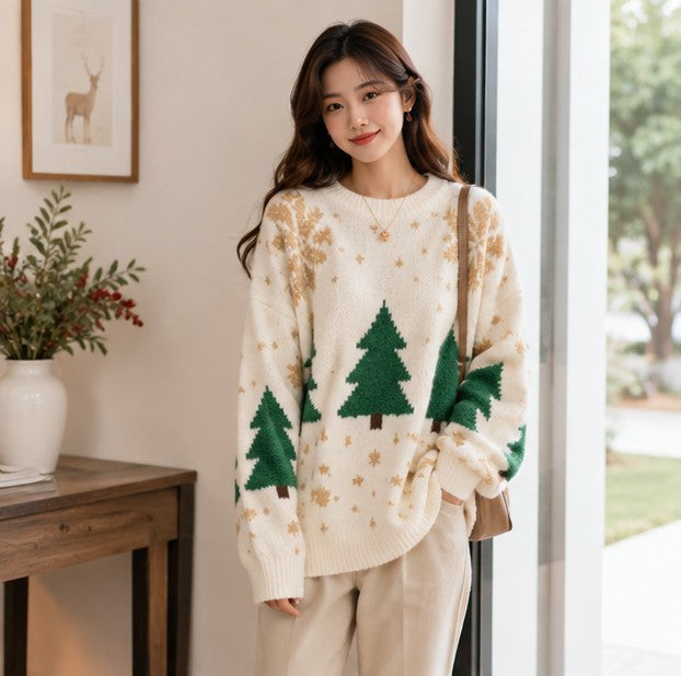 Beverly | Chic Snowflake Christmas Tree Sweater Women