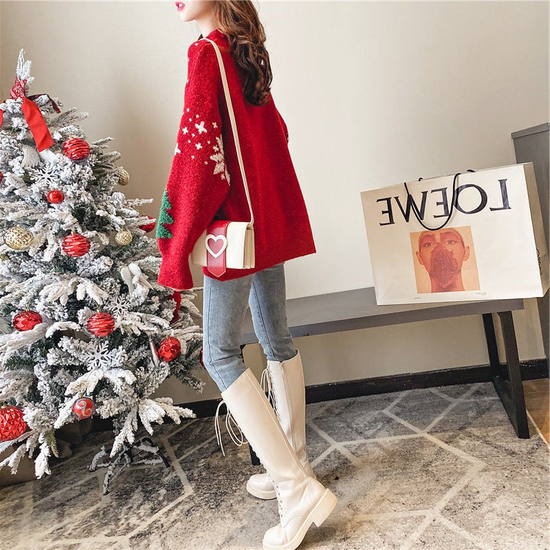 Beverly | Chic Snowflake Christmas Tree Sweater Women