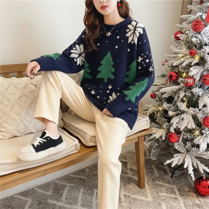 Beverly | Chic Snowflake Christmas Tree Sweater Women