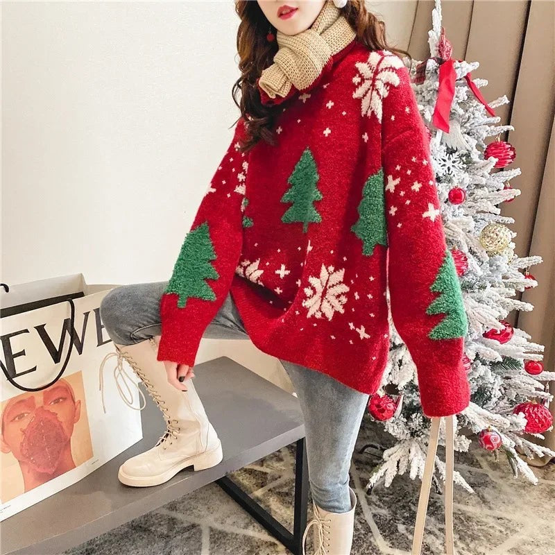 Beverly | Chic Snowflake Christmas Tree Sweater Women
