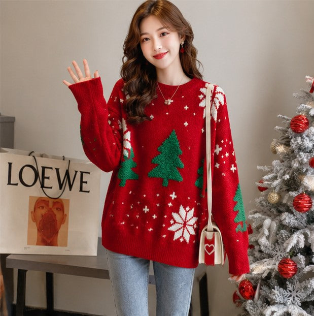 Beverly | Chic Snowflake Christmas Tree Sweater Women