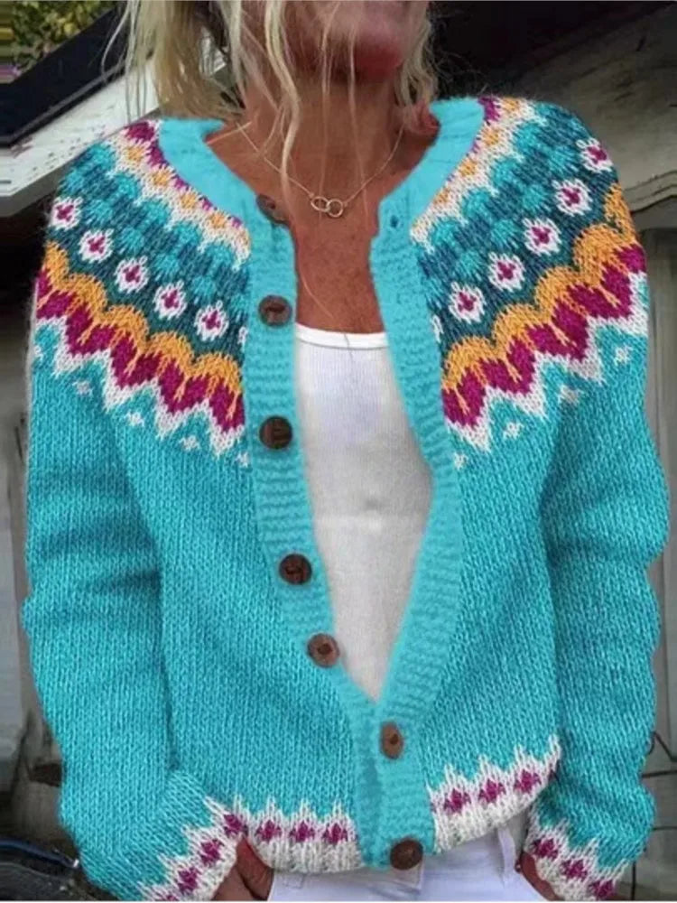 Beverly | Relaxed Fair Isle Christmas Sweater Cardigan for Women