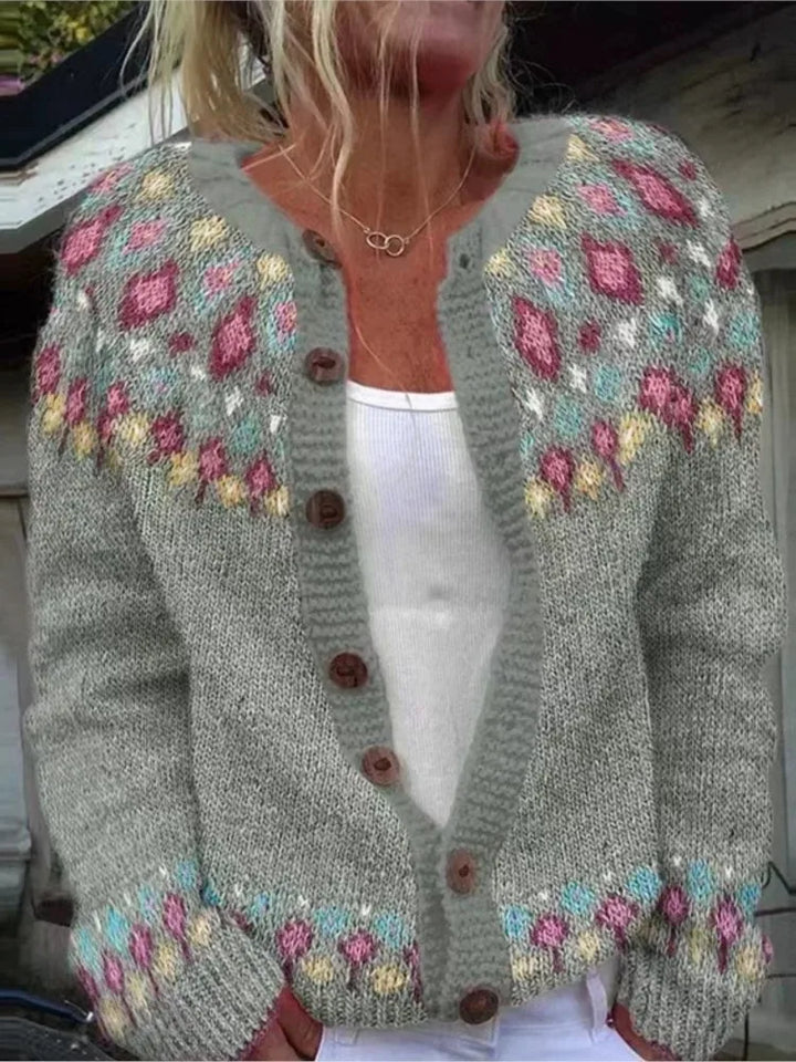 Beverly | Relaxed Fair Isle Christmas Sweater Cardigan for Women