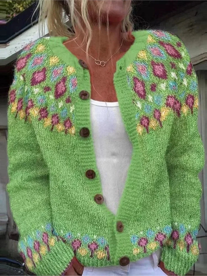 Beverly | Relaxed Fair Isle Christmas Sweater Cardigan for Women