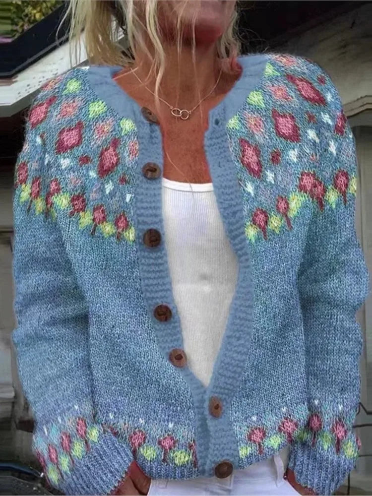 Beverly | Relaxed Fair Isle Christmas Sweater Cardigan for Women