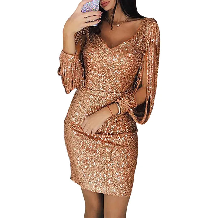 Beverly | Relaxed Sequin Long Sleeve Christmas Dress