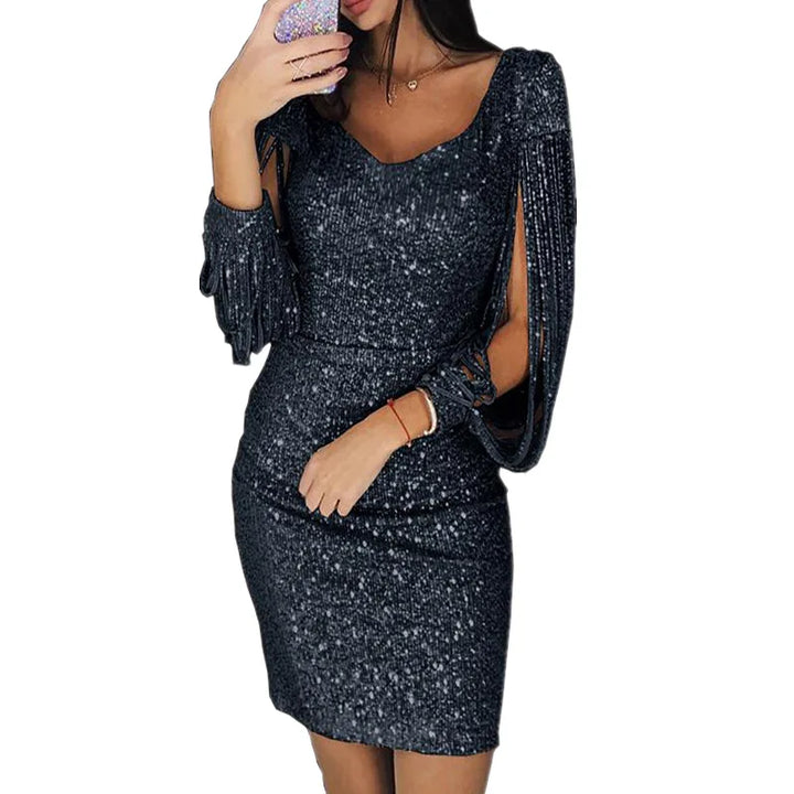 Beverly | Relaxed Sequin Long Sleeve Christmas Dress