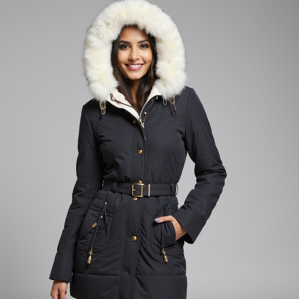Beverly | Sophisticated Belted Hooded Winter Puffer Jacket