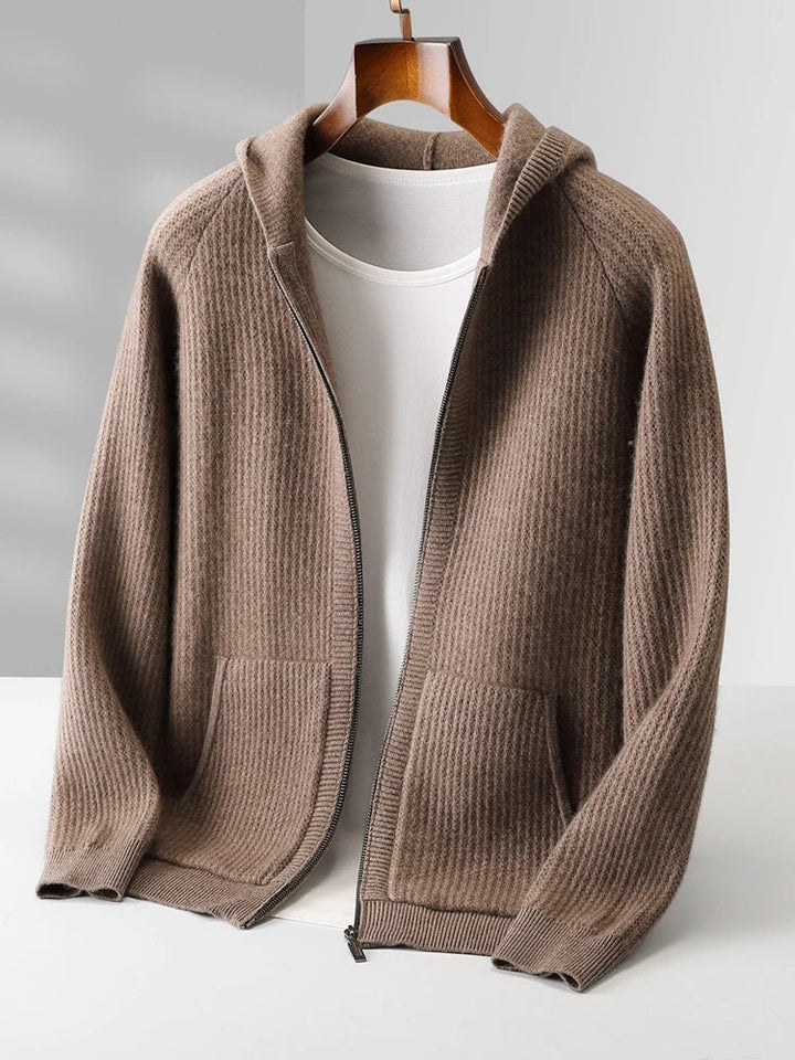 Bradley | Refined Ribbed Knit Full Zip Mens Hoodies